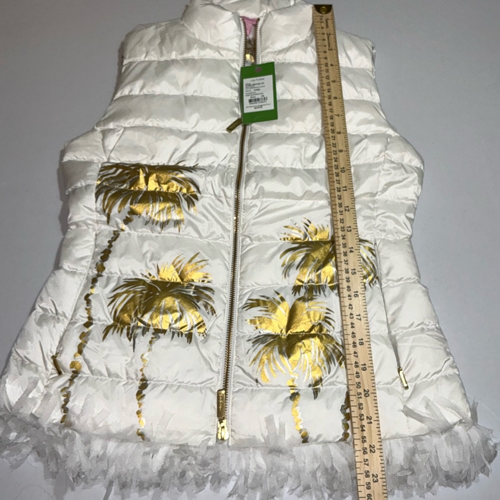 Lilly Pulitzer NWT Layli Masterpiece Puffer Gold Desert Palm Graphic $278 - Picture 7 of 16